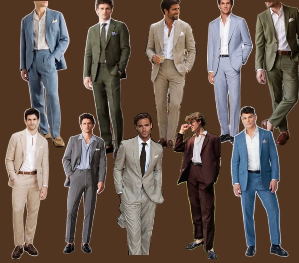 Examples of suit and color combinations for the men's dress code